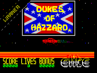 The Dukes of Hazzard title screen for ZX Spectrum